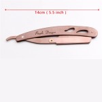 Metallic barber razor with classic blade for haircut / shaving, pink color